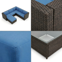 Ensemble de mobilier de jardin moderne nordique résistant aux intempéries en rotin PE, canapé modulaire et table basse, éco-responsable pour villa