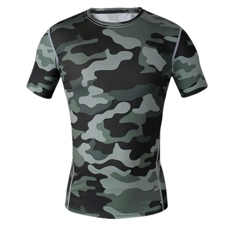 Индивидуальный дизайн Фитнес Мужская обтягивающая футболка с четырьмя иглами шесть линий