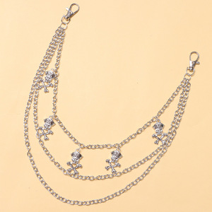 Cadena de pantalones de metal multicapa con calavera pirata, cadena de cintura informal de plata tibetana, accesorio de estilo punk para mujer - Product Image 3