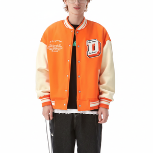 Chaqueta universitaria de alta calidad de fabricante OEM para hombre, chaqueta universitaria de béisbol personalizada con mangas de cuero de chenilla bordadas - Product Image 1