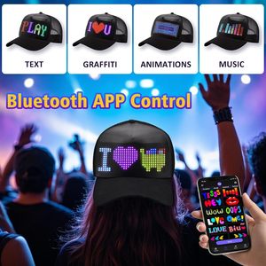 หมวกแก๊ป LED แสดงผลหน้าจอ ควบคุมผ่านแอพ Bluetooth สำหรับผู้ใหญ่ ผ้าตาข่าย ระบายอากาศ กันน้ำ พิมพ์ลายเรืองแสง - Product Image 2