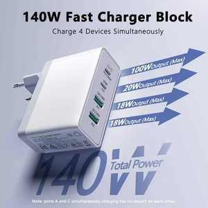 140W <span class=keywords><strong>USB</strong></span> C nhanh chóng sạc khối 4 cổng Trạm Sạc <span class=keywords><strong>Hub</strong></span> đa <span class=keywords><strong>USB</strong></span> C PD 100W máy tính xách tay sạc Power Adapter gan sạc - Product Image 3