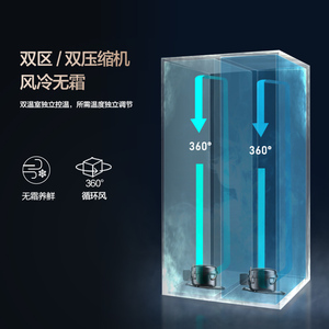 Réfrigérateur à vin CNC NE-427K de luxe à double porte, trois zones de température, refroidissement par compresseur, température constante - Product Image 6