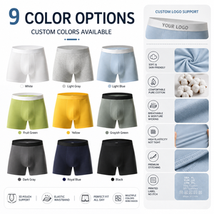 Boxer da <span class=keywords><strong>Uomo</strong></span> in Cotone e Spandex Traspiranti e Leggeri, Confezione da 5, Vendita all'Ingrosso, per Uso Quotidiano Estivo - Product Image 1
