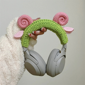 New Arrival Custom <strong>Funny</strong> Crocheted <strong>Headphone</strong> Cover Crochet Sheep Horn <strong>Headphone</strong> Accessory Animal Ears Headset Case - Product Image 3