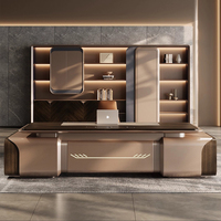 Mobilier de Bureau de Direction Moderne et Luxueux en Forme de L, Bureau et Ensemble Chaise de Bureau, Design Moderne, Bureau de Direction pour Patron
