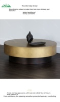Table basse ronde moderne Wayon en métal, plateau doré de luxe avec base noire pour la décoration du salon