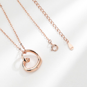 Sud-coréen S925 Sterling Silver Fashion Minimaliste Creux En Forme De Coeur Femme Collier Petit Design Collier Chaîne Chaîne En Argent - Product Image 3
