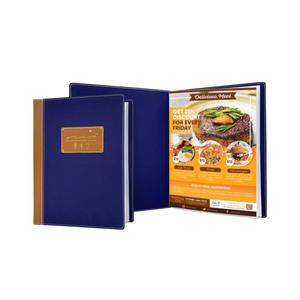 Cubierta de Menú de Lino Personalizada de Alta Calidad, Estilo Libro, para Restaurantes y Bares - Product Image 1