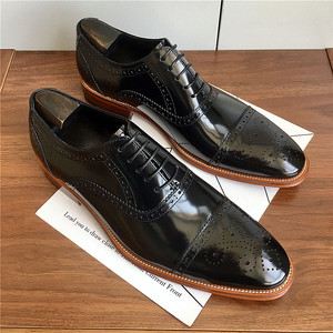Chaussures Oxford en cuir pour hommes, à bout pointu, à trois attaches, élégantes, haut de gamme, brillantes, pour le bureau et les occasions formelles - Product Image 6