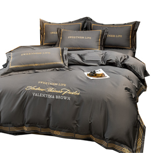 Sweetness Life Embroidered Cotton <b>Bedding</b> <b>Set</b> 100 Count Hotel Style Duvet Cover Sheets Solid Color Summer Use - Product Image 2