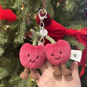 Porte-clés personnalisé en forme de fruit cerise, breloque de sac en peluche douce, pendentif mignon OEM, cadeau, fabricant, vente en gros, catalogue gratuit - Product Image 3