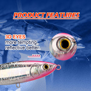 HONOREAL <span class=keywords><strong>2023</strong></span> Whopper 180mm 75g Leurres <span class=keywords><strong>de</strong></span> pêche flottants en eau salée Pencil Popper Stick Bait avec yeux 3D en plastique - Product Image 6