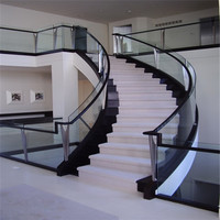 Escalier en colimaçon moderne Prima 034 pour intérieur, avec garde-corps en verre, construction en acier inoxydable et aluminium, bois massif, pour villa et appartement