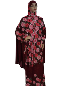 S0048 modeste Ramadan dernier Dubai imprimé Floral Abaya Robe costume vêtements islamiques femmes musulmanes Palestine manches Robe de prière - Product Image 1