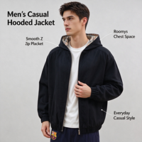 Sweat à capuche zippé réversible personnalisé pour homme, doublure à carreaux, coton épais, style vintage, veste de travail à capuche zippée