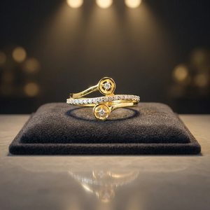 Elegant 14K <b>Gold</b> Diamond <b>Cocktail</b> <b>Ring</b> Modern Open Design Luxury Band Stylish Jewelry for Women Wedding Gift Daily Wear Party - Product Image 2