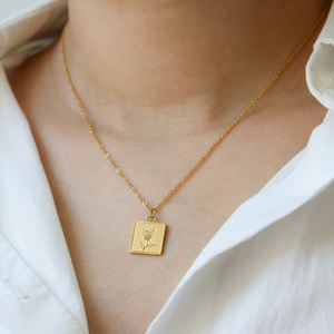 סיטונאי מחיר 18K גולדפילד צרפתית רטרו נירוסטה כיכר מותג רוז פרח תליון קולר שרשרת - Product Image 2