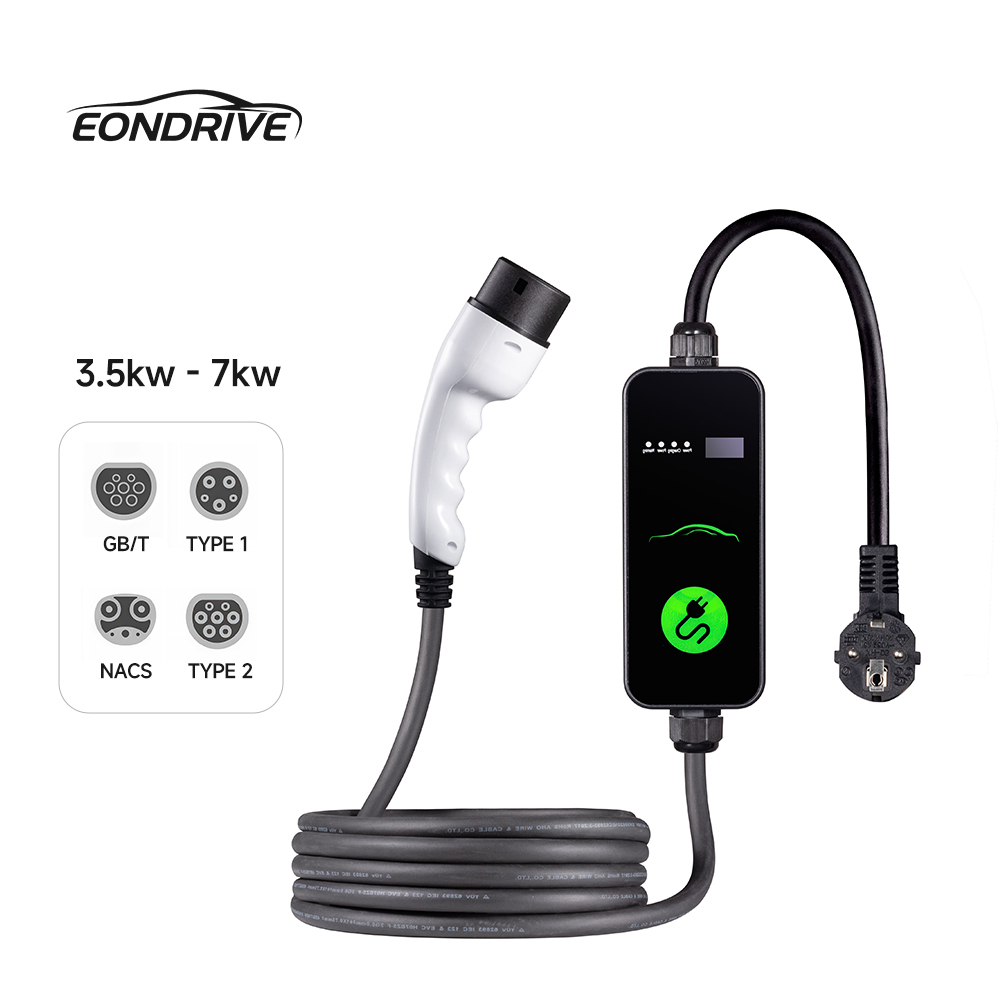 EONDRIVE Type2 Ev Charger 3.5kw 7kw Portable Car Charger Ev Mobile Charging Station for Home Use