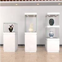 Vitrine à bijoux en verre trempé avec éclairage LED, vitrine d'exposition écologique pour musées et antiquités, idéale pour les salles d'exposition
