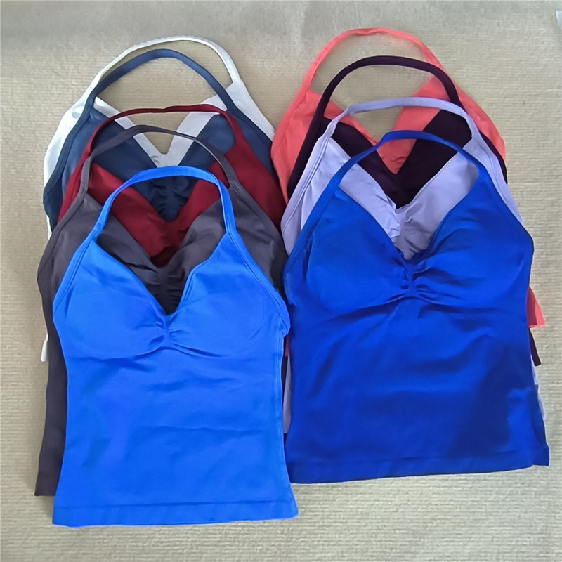 Hot Selling Activewear Original Compression Longline Strappy Top for Women High Elasticity Halter Neck Seamless Yoga Tank Top