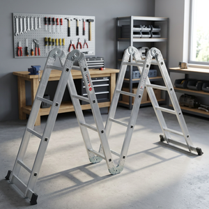 Échelle pliante multifonctionnelle en aluminium KAA-45 Acrobat à 20 marches, capacité de 150 kg, haute résistance, antirouille, portable, pour entrepôt - Product Image 2