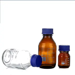 Laboratoriumglaswerk Hoge Borosilicaat 3.3 Glas Reagens Fles Media Fles Met Blauwe Schroefdop 100-20000Ml