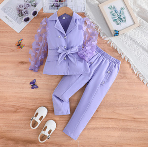 Autunno bambino abbigliamento ragazze Casual maglia a maniche lunghe completo abbigliamento ragazze giacca + pantaloni 2 pz Set traspirante - Product Image 5