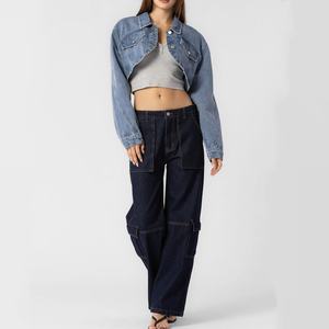 Veste en jean à col rabattu pour femme, nouvelle conception OEM, à manches longues, fermeture à boutons, coupe courte, très vendue - Product Image 4