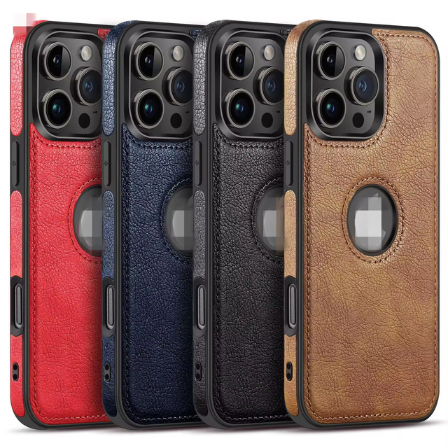 MOwang Luxury PU Leather Shockproof Camera Protector Soft Mobile Phone Case with Customization for 11/12/15/16/5G Pro Max