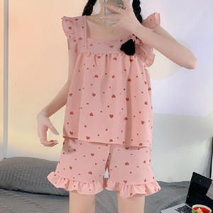 थोक कोरिया पजामा बुलबुला बनियान मीठा लघु आस्तीन आरामदायक पैंट महिलाओं की पजामा - Product Image 4