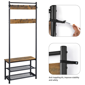 Assembled Metal Folding Coat Shoe <b>Rack</b> Multi Layer Coat Shoe Storage <b>Rack</b> Heavy Duty Multi Function Coat <b>Rack</b> - Product Image 3