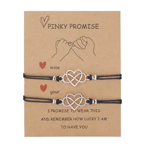 Rinhoo Charm Bracelet Pinky Promise Chain Personality Heart-shaped 8-word Knot Card Couples Handles Bracelets For Women Gift