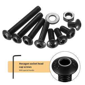 Kit de vis M4 630 pièces, vis à tête hexagonale, écrous, rondelles, tête ronde, acier allié 40Cr, oxydation noircissante - Product Image 3