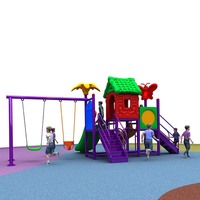 Parc à thème populaire aire de jeux extérieure escalade amusement plastique enfants toboggan balançoire et aire de jeux toboggan