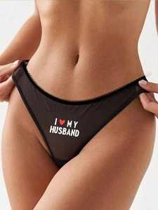 Varsbaby Perizoma Trasparente a Vita Bassa con Stampa 'I Love <span class=keywords><strong>My</strong></span> Husband', Mutandine Trasparenti Taglia <span class=keywords><strong>S</strong></span>-XL - Product Image 1