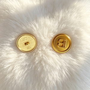 Custom Pattern Embossed Zinc Alloy Brass Shank <b>Buttons</b> Bright Polished Gold Round <b>Buttons</b> for Handmade Metal Accessories - Product Image 1