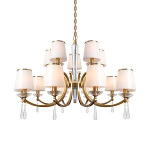 Custom Copper Factory price Modern <b>Light</b> Luxury Brass Chandelier White Glass Shade Rod <b>Light</b> for <b>Dining</b> Room living room - Product Image 4