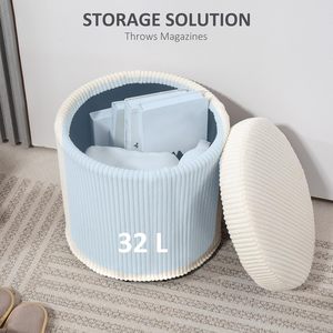 <span class=keywords><strong>HOMCOM</strong></span> Otomana Redonda de Almacenamiento de 40cm, Taburete de Terciopelo con Tapa Extraíble, Patas, Taburete de Vanidad, para Sala de Estar o Dormitorio, Tela Beige - Product Image 6