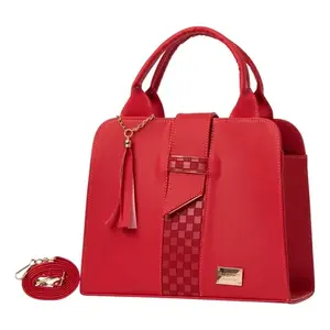 Bolso de Mujer Fana Malu con Diseño de Serpiente, Asas Rojas, Forro de PU, Adorno de Borla, para Uso Diario - Product Image 3