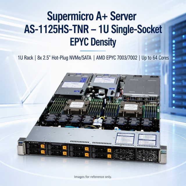 Original Supermicro Rack Server -1125hs-Tnr X13/H13 Hyper PCIe 5.01 1U 2CPU AMD Epyc 9004 Series Processors
