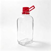 Bouteille de vin de prune en verre transparent avec couvercle à poignée rouge, réutilisable, hermétique, pour le stockage de vin de fruits, logo personnalisé, vente en gros