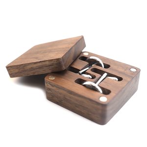 Đồ trang sức bằng gỗ vòng hộp Khuy măng sét hộp gỗ rắn Khuy măng sét bao bì hộp lưu trữ với nắp từ - Product Image 1