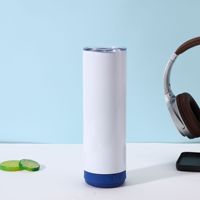 Vaso Térmico de Acero Inoxidable de 20 oz, Recto y Delgado, para Sublimación, con Altavoz Bluetooth, Ecológico, para Uso Doméstico