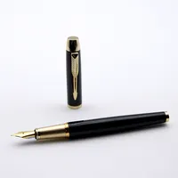 Lingmo באיכות גבוהה שחור זהב צבע יוקרה מתכת מזרקת עט עם לוגו מותאם אישית