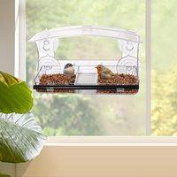 Comedero para pájaros con ventana Circular al por mayor, casa, bandeja extraíble, comedero para pájaros acrílico, comederos exclusivos para pájaros con ventana