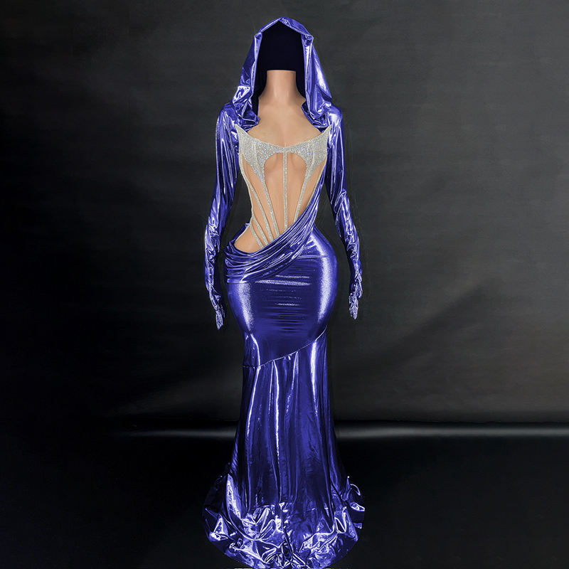 Blue with silver crystals