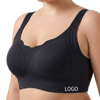 Sujetador Deportivo Negro SHANGBINI, Sin Costuras, Talla Grande, Copas Moldeadas Sin Varillas, Banda Ondulada, Bralette Cómodo para Actividades