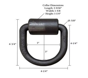 Nouvelle boucle de fixation 1BJY-DR-11, 5/8'' à souder, anneau en <span class=keywords><strong>D</strong></span> forgé, dimensions intérieures 3''x3'', charge maximale 18000 lbs <span class=keywords><strong>pour</strong></span> utilisation sur <span class=keywords><strong>remorque</strong></span> - Product Image 3