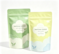 Sachets Doypack Écologiques Refermables pour Poudre de Matcha, Emballages Alimentaires avec Fermeture Éclair et Ligne de Déchirement, Sachets en Aluminium